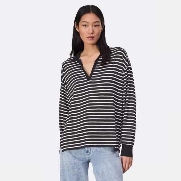 Perfect Stranger Bettina Knit Long Sleeve Polo Brown Stripe main image 1
