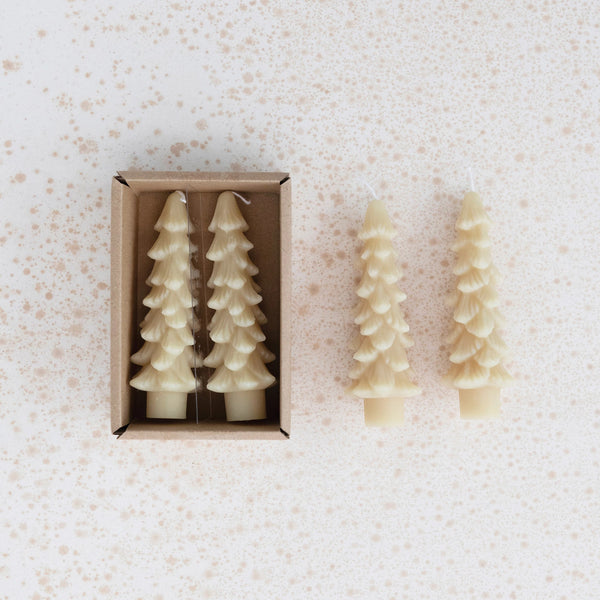 Good Neighbour Creative CoOp Tree Taper Candle 2 Pack (Eggnog)