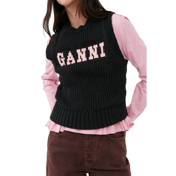 Good Neighbour | GANNI Cotton Rope Vest (Black)