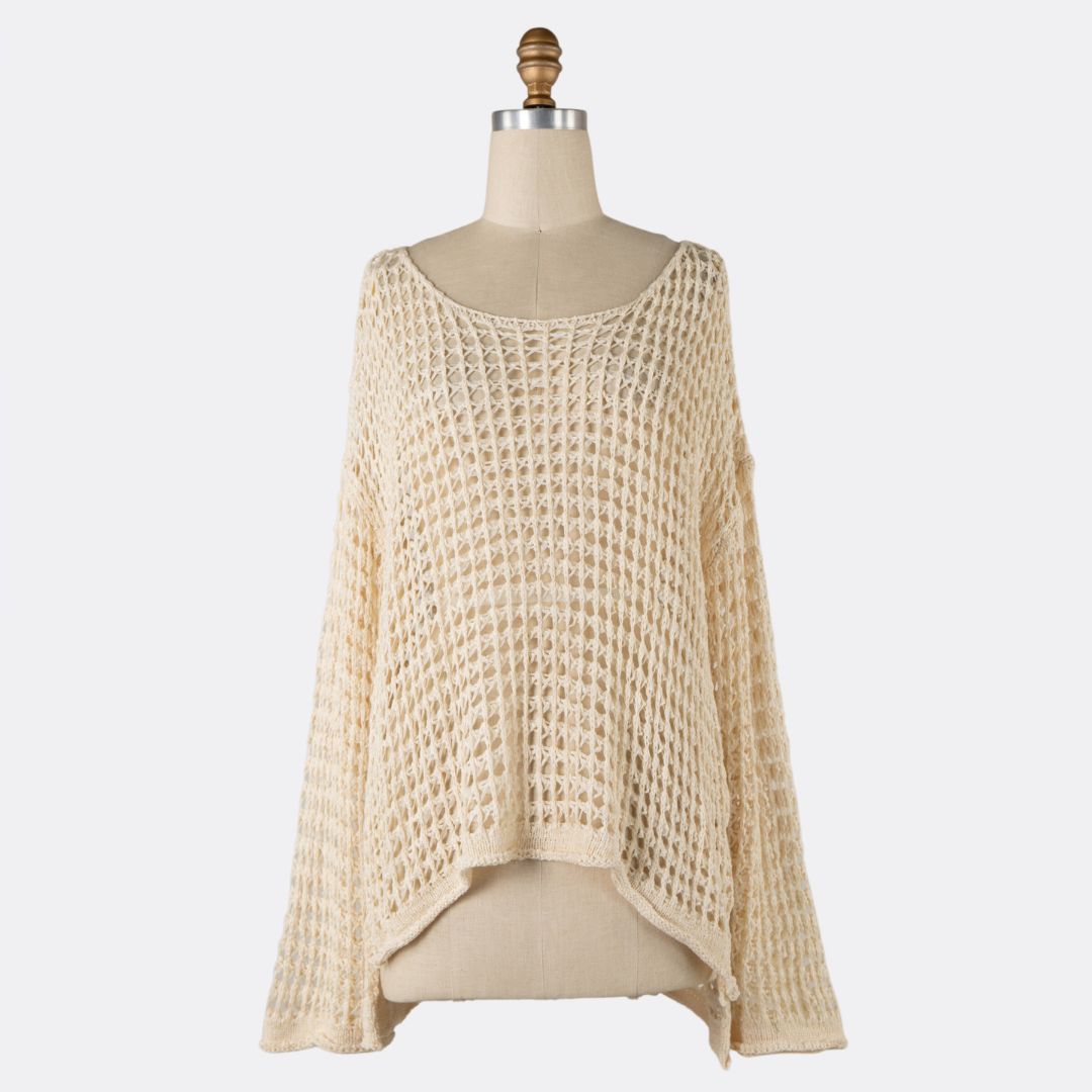 Good Neighbour Miracle Lightweight CoverUp Crochet Top (Beige)
