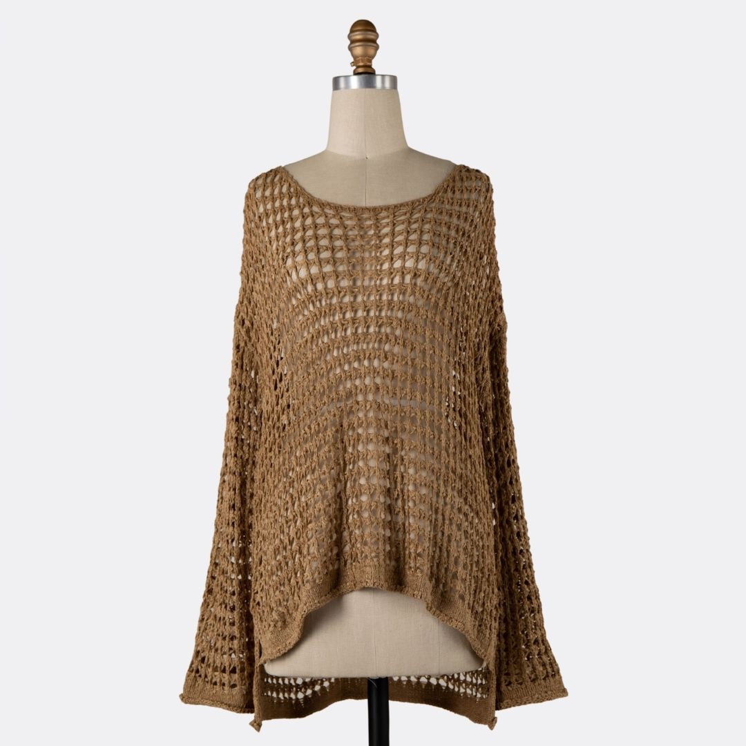 Good Neighbour Miracle Lightweight CoverUp Crochet Top (Taupe)