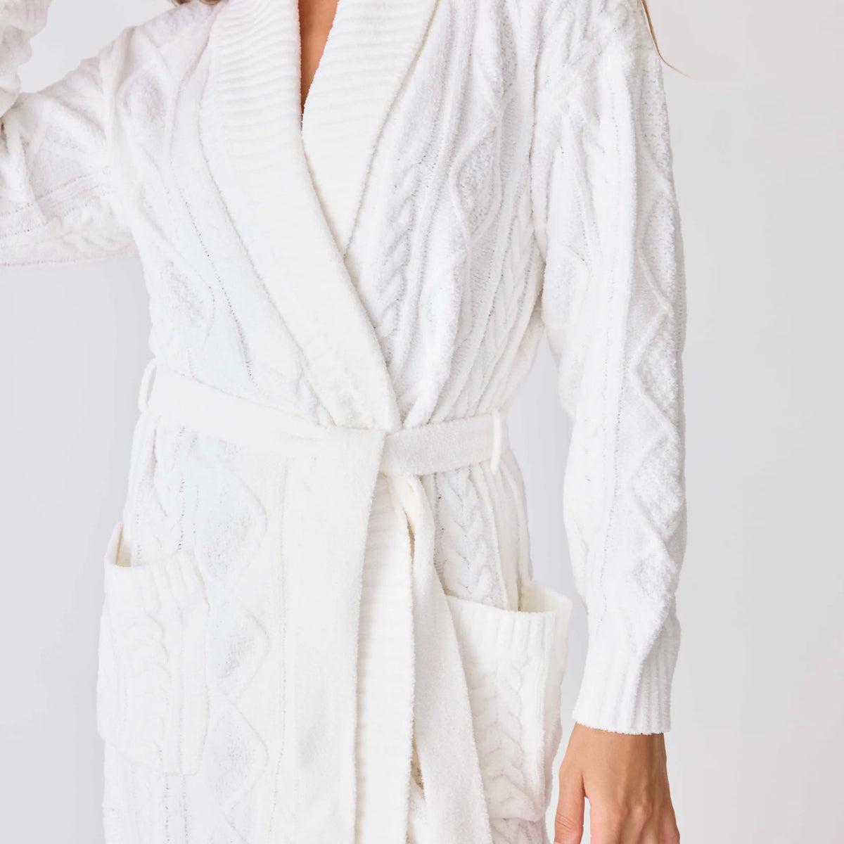 Good Neighbour | PJ Salvage Cozy Chenille Cable Knit Robe (Ivory)
