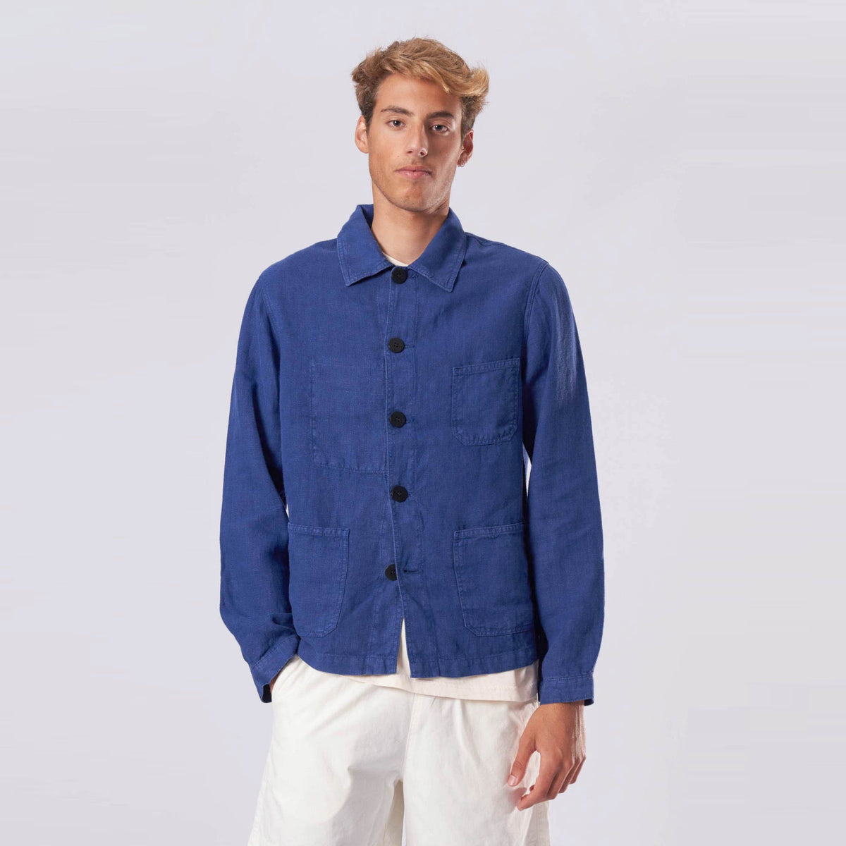 Good Neighbour | La Paz Baptista Linen Worker Jacket (Blue Linen)