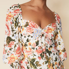 faithfull the brand arianne mini dress Faithfull The Brand X Arianne Mini Dress In Red - Maddy Floral Print  Vintage Red