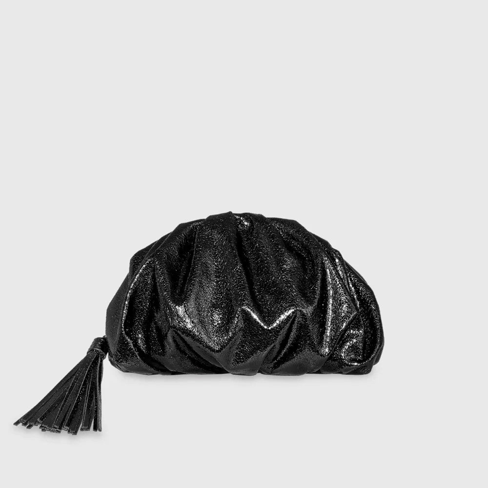 Good Neighbour Rebecca Minkoff Ruched Clutch (Black Metallic)